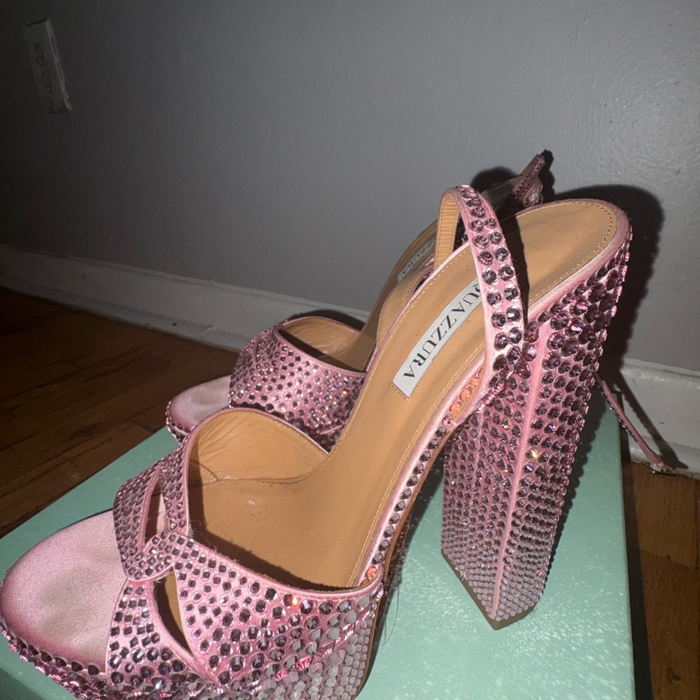 Aquazzura Pink Embellished Women's Heels - Picture 6 of 6